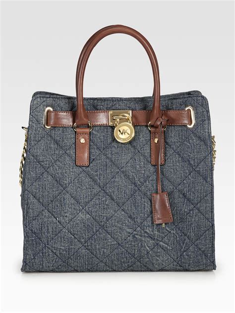 michael kors blue quilted leather handbag|Michael Kors blue jean handbags.